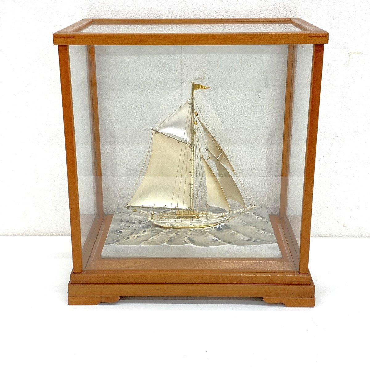 銀製(silver925刻印)帆船 置物 台付 ヨット シルバー 金属工芸 秦野店【中古品】3-30 銀製 SILVER ヨット 帆船 置物 銀細工