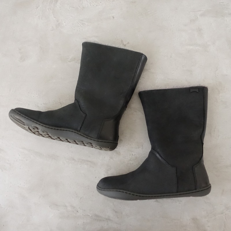 カンペール CAMPER *Peu レザーショートブーツ 36/23*ブラック黒ヌバックスムース無(wú)地ファー皮革シューズ靴(sh88-2502-47)【40C52】