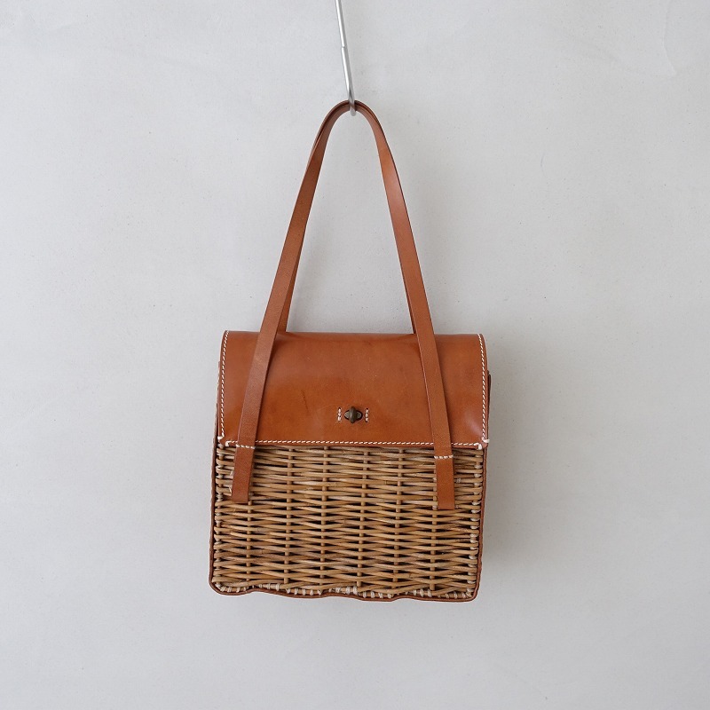 エバゴス ebagos *WHEN SLEEP ON THE LAWN かごバッグ*かばん肩掛けハンドバッグ紅籐×レザー0225(ba10-2502-50)【40C52a】