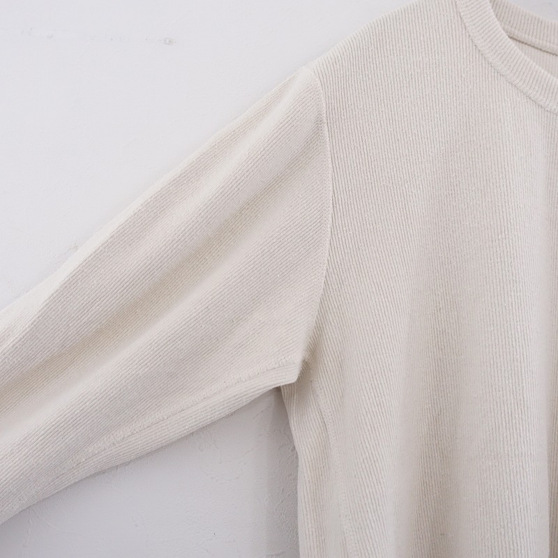 アンフィル unfil *シルクコットンネップリブカットソープルオーバー*0キナリ色ラウンドネック長(zhǎng)袖Tシャツ(2-2502-275)【41C52】