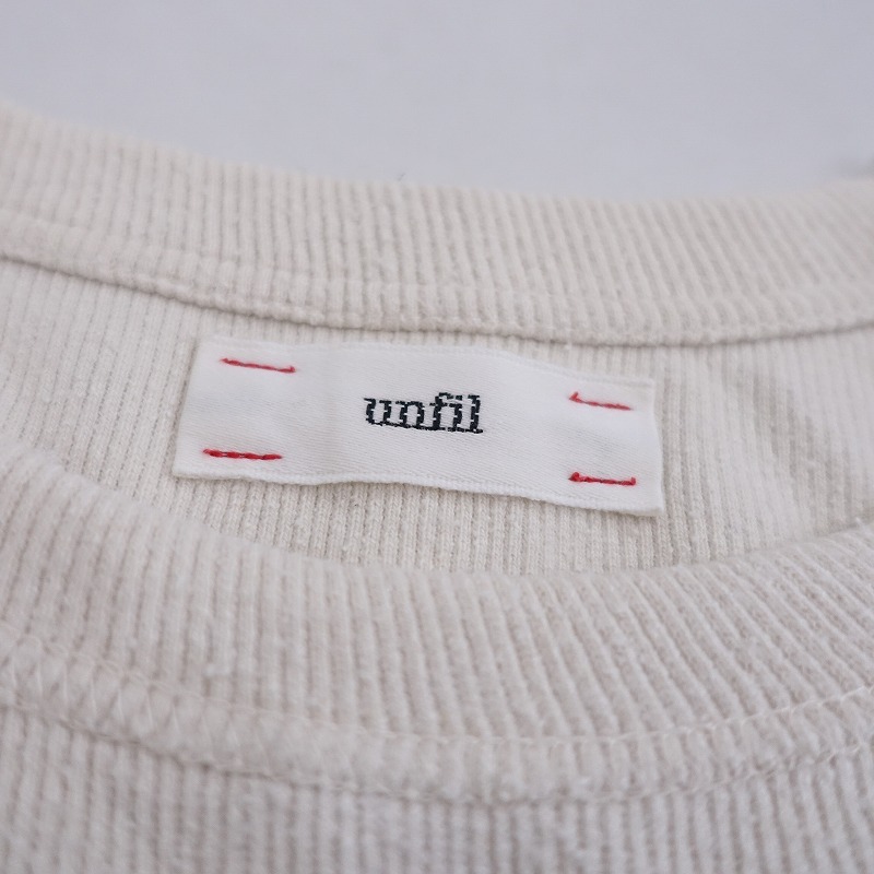アンフィル unfil *シルクコットンネップリブカットソープルオーバー*0キナリ色ラウンドネック長(zhǎng)袖Tシャツ(2-2502-275)【41C52】