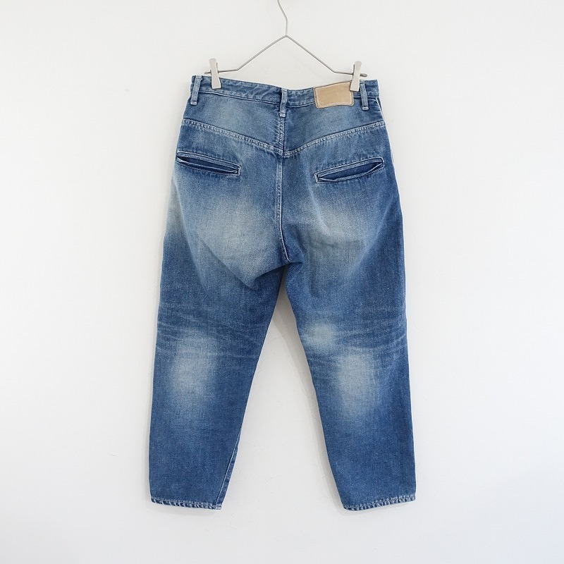 ミナペルホネン mina perhonen *alwaysユーズド加工デニムパンツ*38綿麻ウォッシュブルーボーイフレンド(2-2502-269)【41C52】
