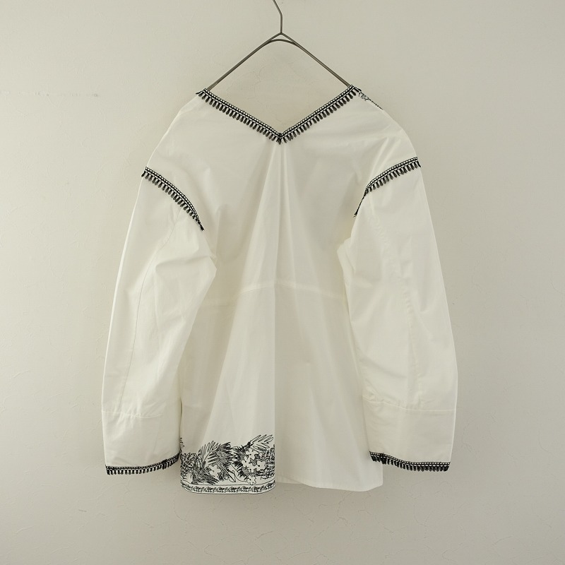 【未使用/定価2.5萬】マカフィー MACPHEE *コットンブロードエンブロイダリーノーカラージャケット*36羽織(jk2-2503-55)【92C52】