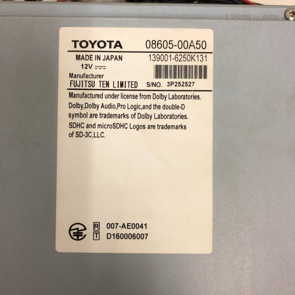 C1221 売り切り!トヨタ純正SDナビ NSZT-W66T 08605-00A50 地図 C1221 売り切り!トヨタ純正SDナビ NSZT-W66T 08605-00A50 地図
