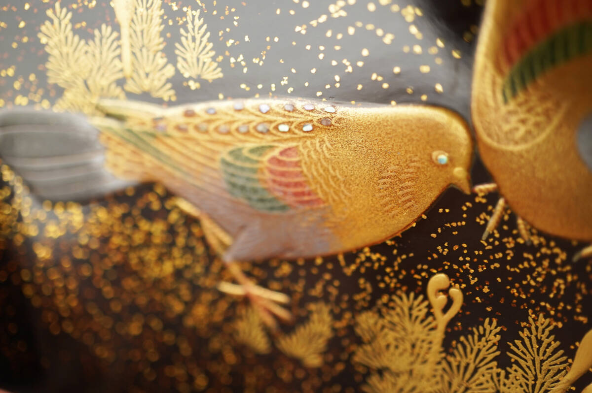 美品　輪島塗　椀忠製　鳩蒔絵　朱漆桐紋　吸物椀　十客　時代箱 美品 輪島塗 椀忠製 鳩蒔絵 朱漆桐紋 吸物椀 十客 時代箱 【公式