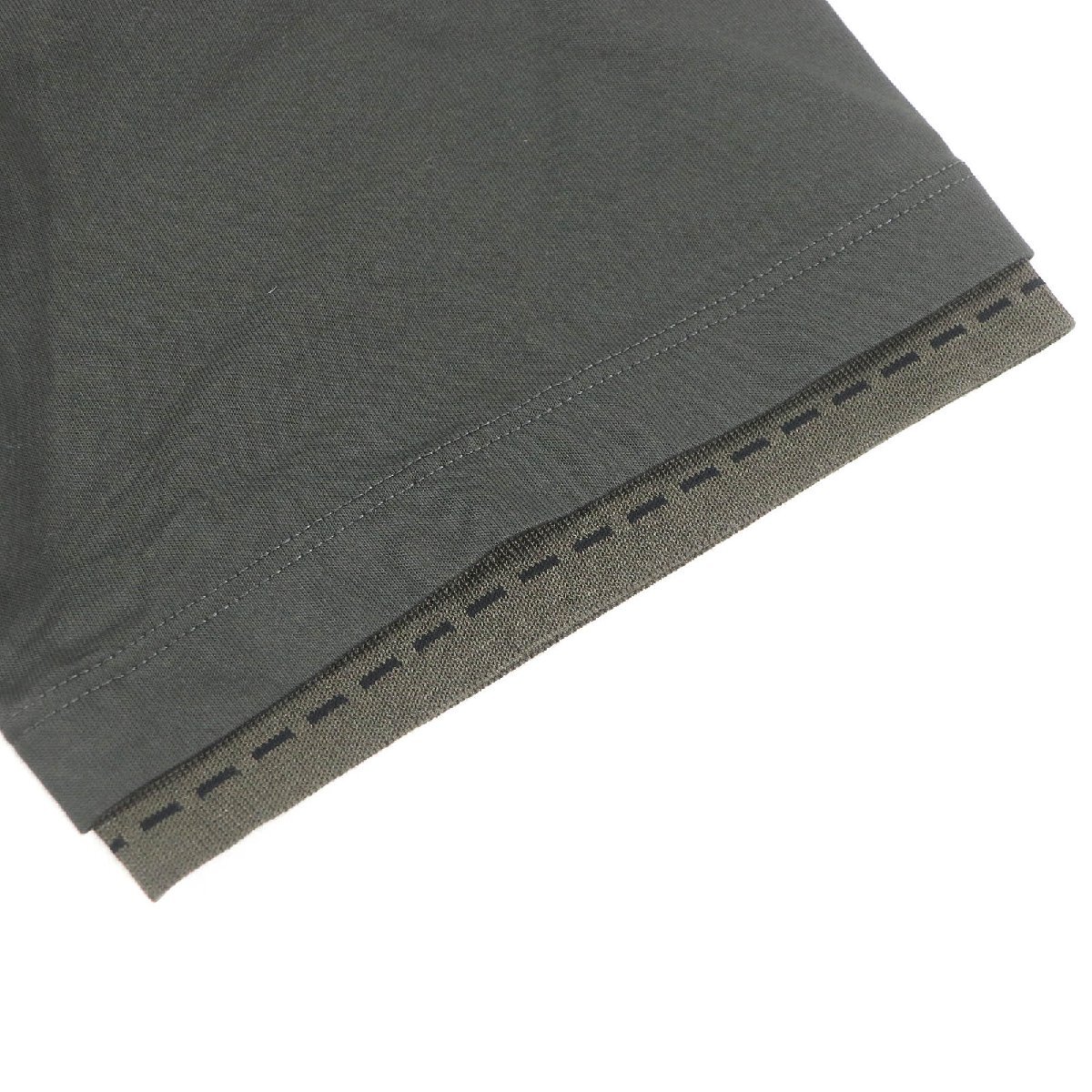 未使用品□HERMES エルメス 22SS コットン サドルステッチ クルーネック カットソー 半袖Ｔシャツ カーキ M イタリア制 正規(guī)品 メンズ