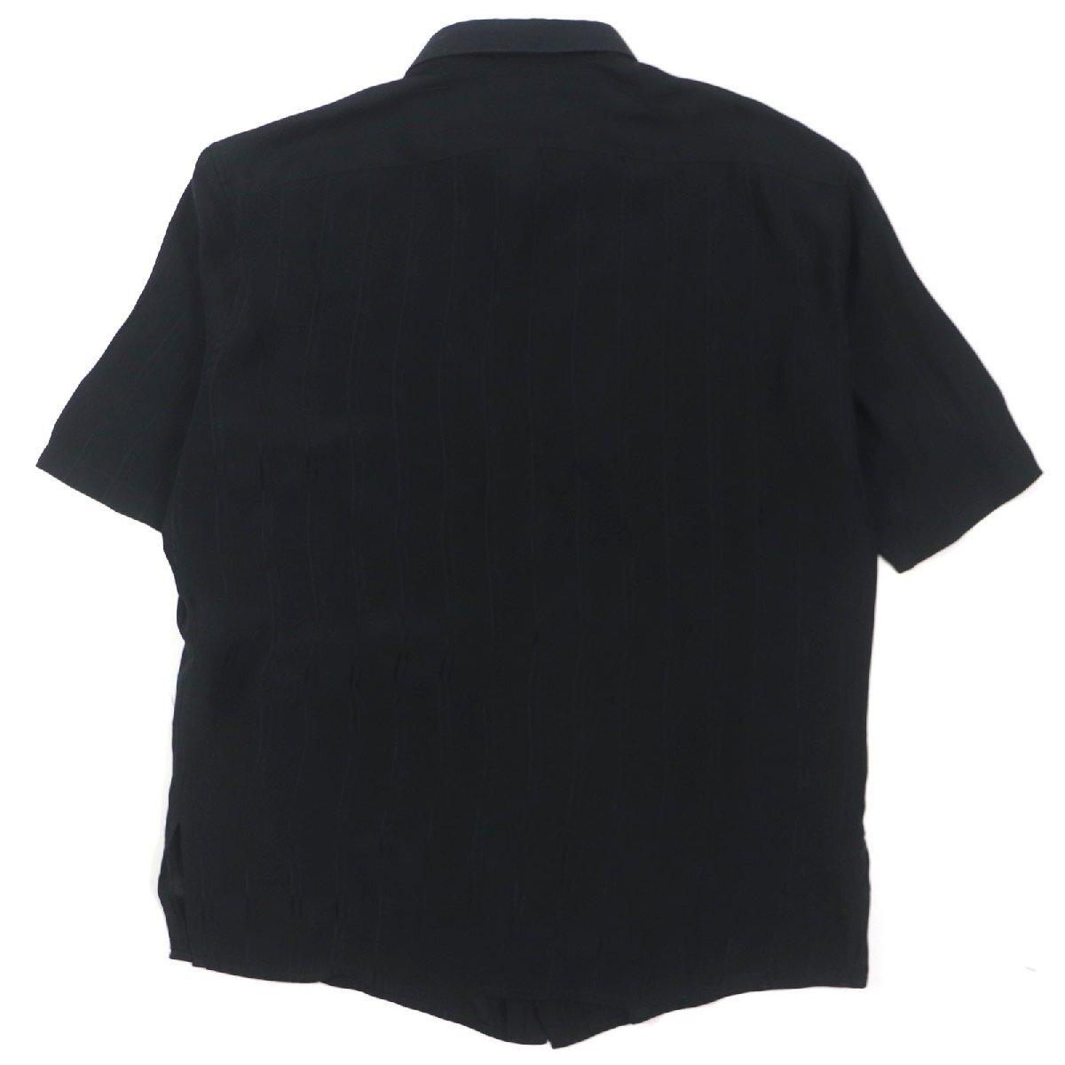 美品▼SAINT LAURENT PARIS サンローランパリ 23SS 601070 シルク100% YSL ストライプ柄 ショートスリーブ 半袖シャツ 39 箱付き 正規(guī)品