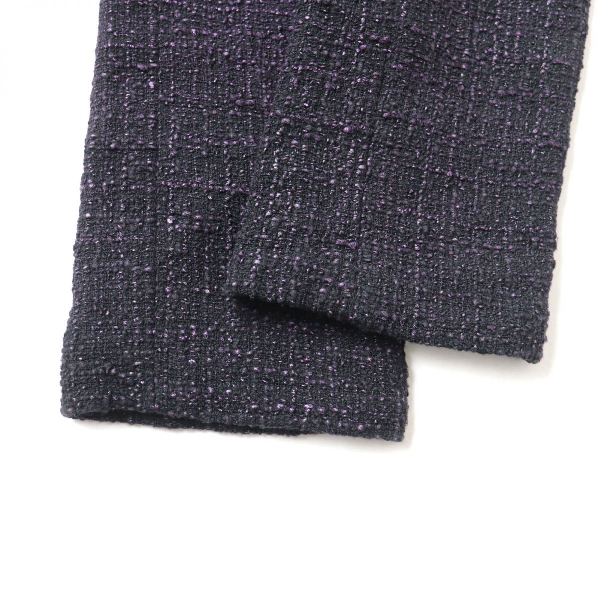【ドンドン見直し】美品★正規(guī)品 シャネル P44721 ジェル×ココマークボタン付 里地シルク100％ ツイード ロングパンツ 34 伊制