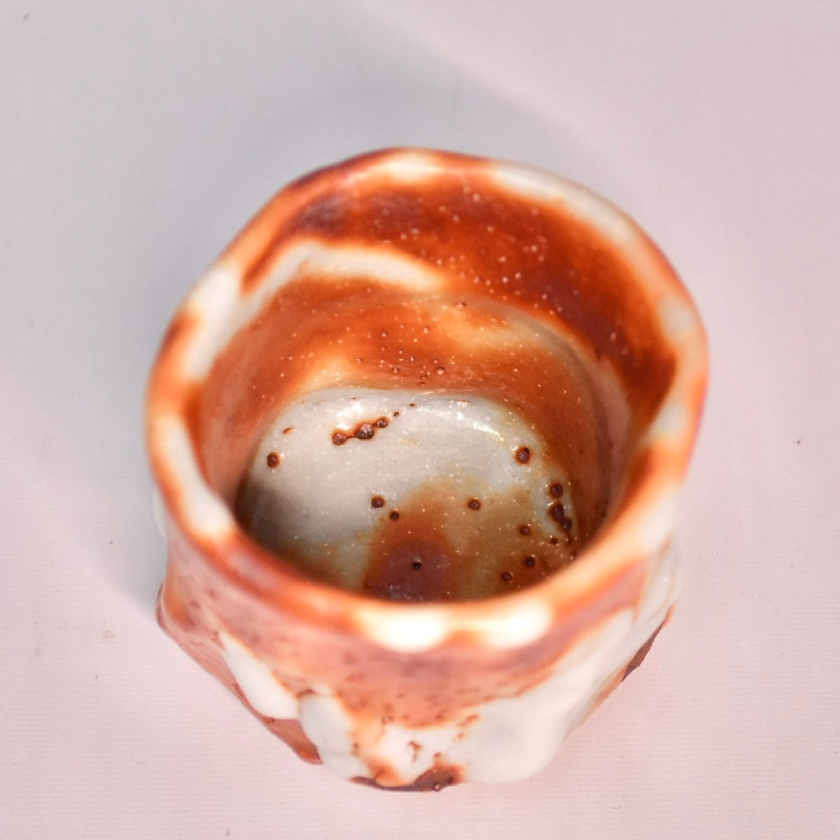 1-6829)林正太郎『赤志野ぐい呑』志野焼 陶器 酒器 陶芸 共箱 真 1-6829)林正太郎『赤志野ぐい呑』志野焼 陶器 酒器 陶芸 共箱 真