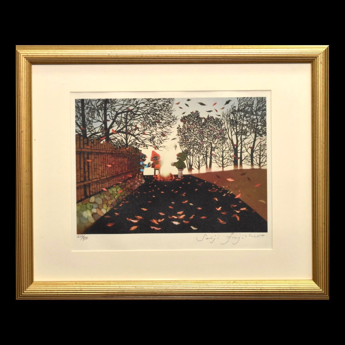 10-7242)藤城清治『たき木』430/950 版画 シルクスクリーン 直筆