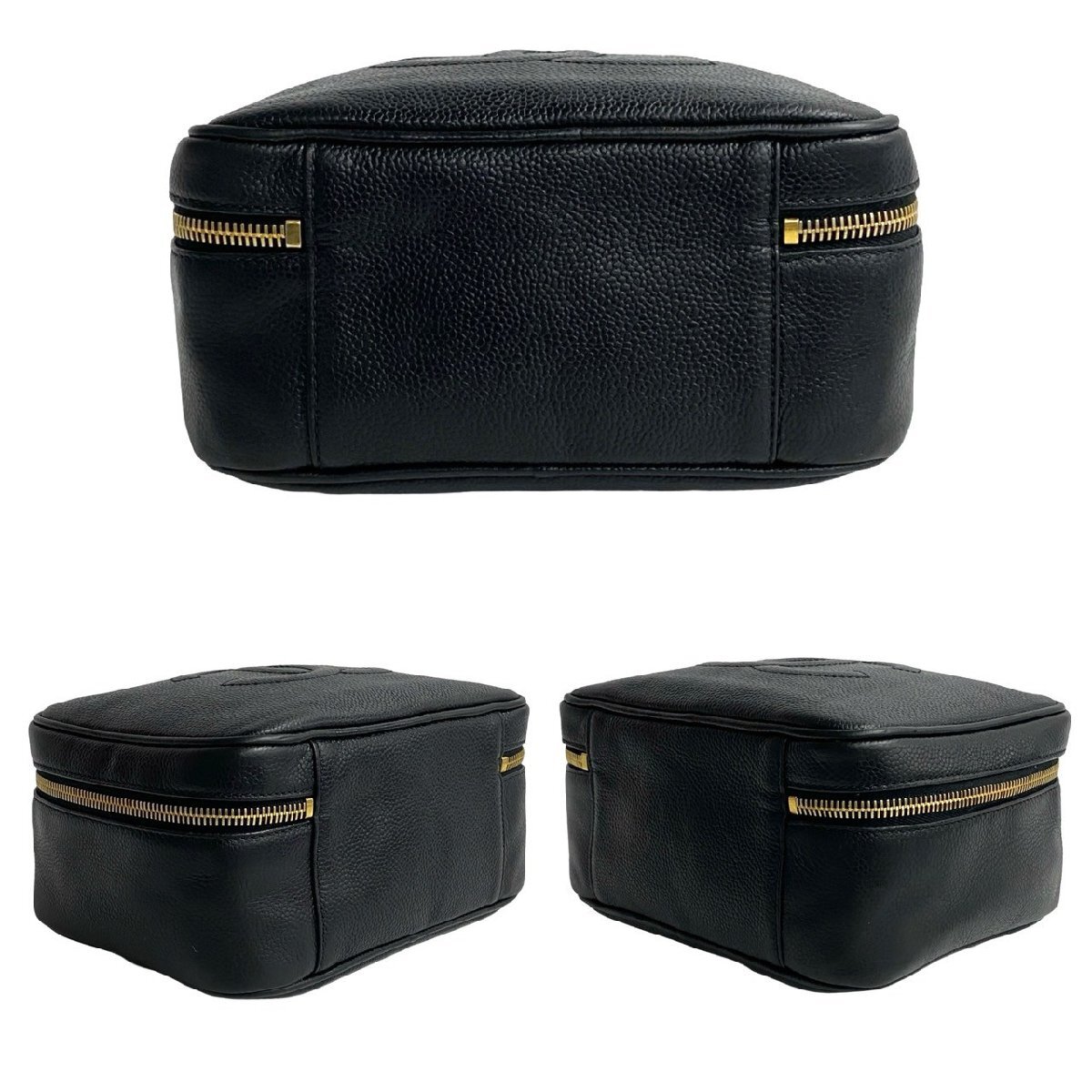 極 美品 カード シール有 4番臺(tái) CHANEL シャネル ココマーク キャビアスキン 本革 2way ハンドバッグ ショルダーバッグ ブラック 33632