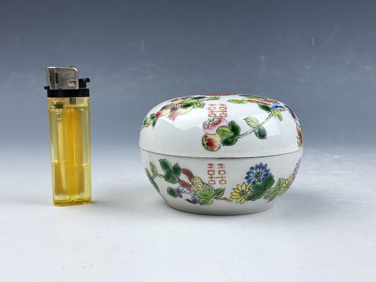 中国古玩 景徳鎮 色絵五彩 粉彩 十錦手 三多図果実文 菓子器 中国古玩 景徳鎮 色絵五彩 粉彩 十錦手 三多図果実文 菓子器