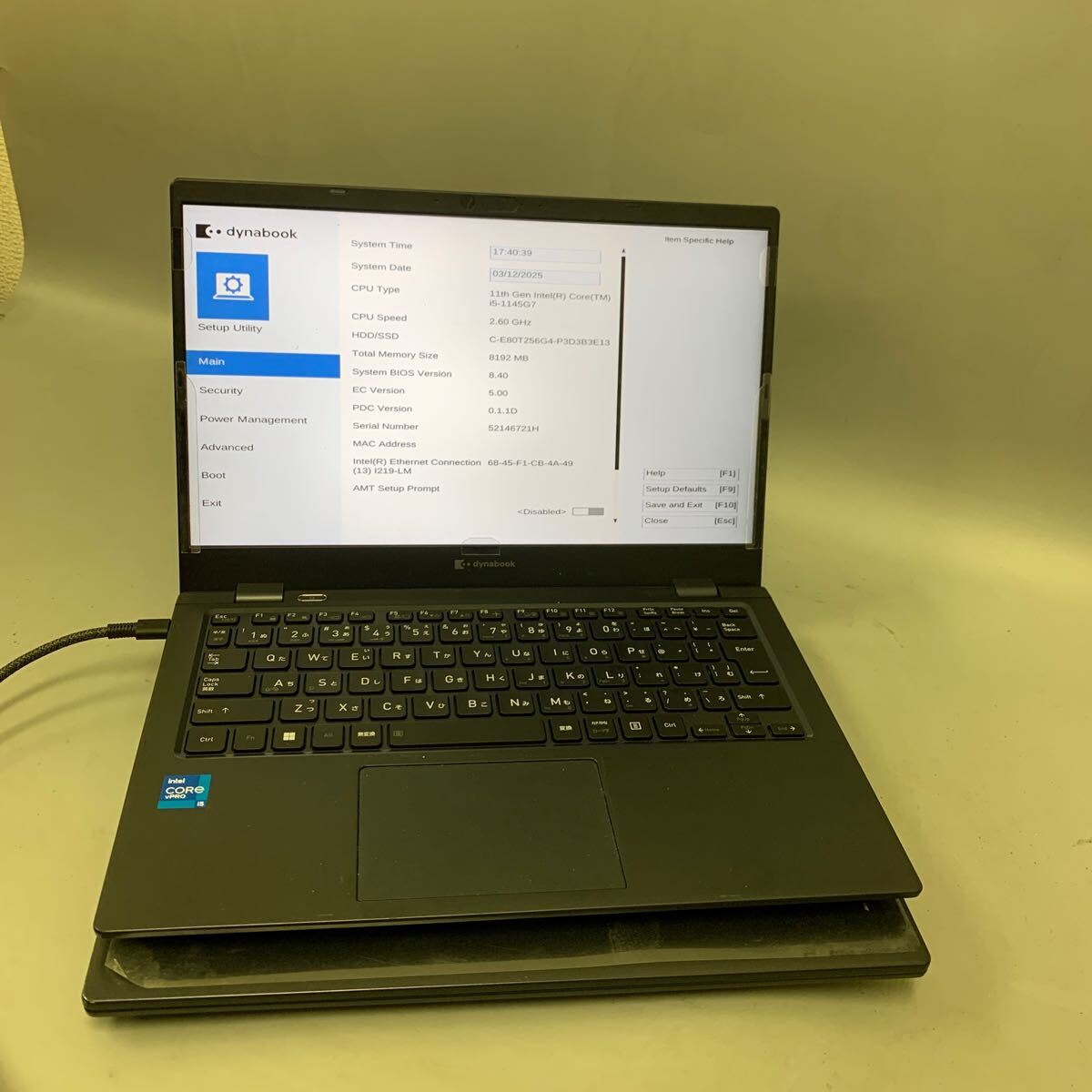 JK6442 Dynabook G83/HU /Core i5-1145G7 2.60Ghz/メモリー:8GB/SSD:256/BIOS確認だけ/2台セット