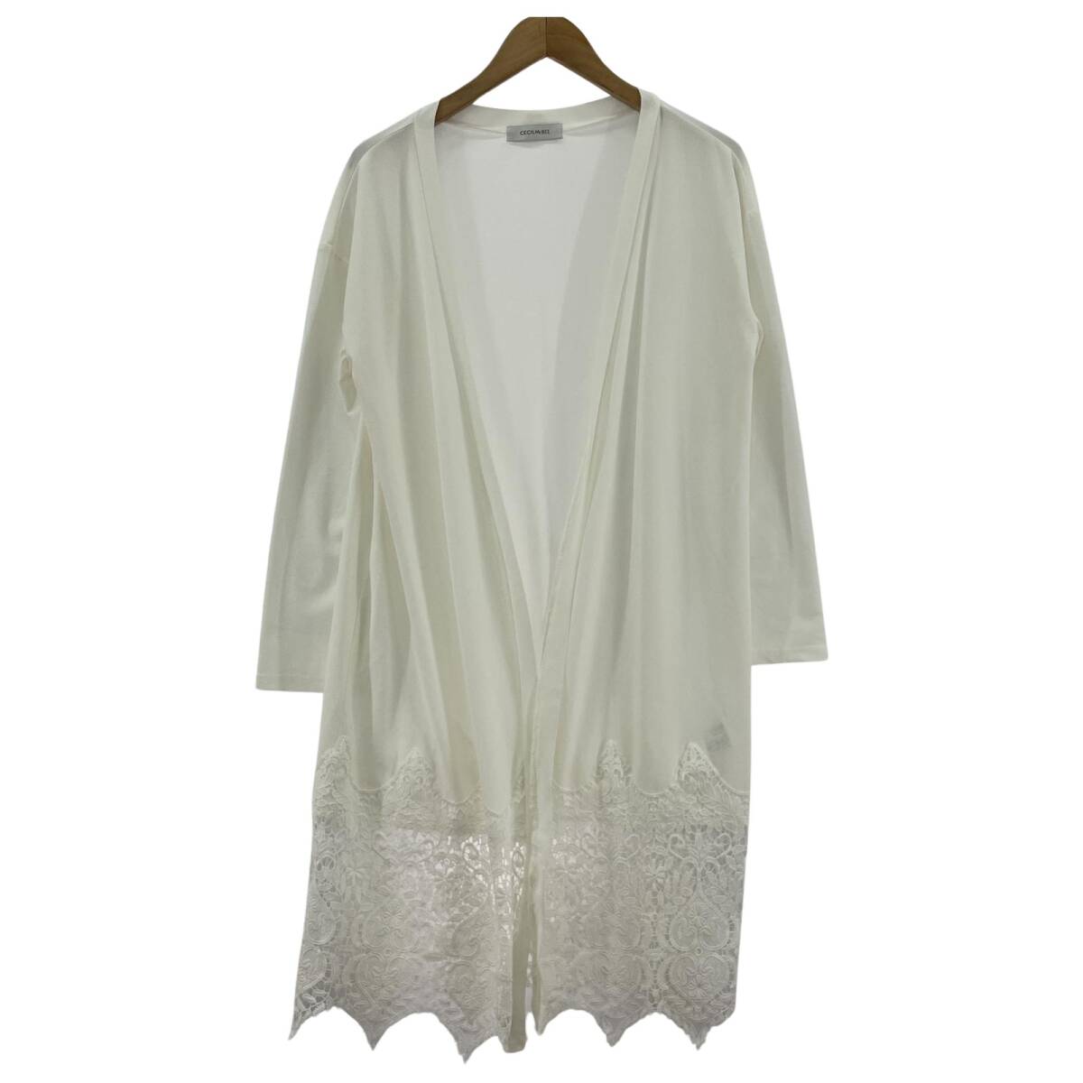 CECIL McBEE セシルマクビー レース カーディガン sizeF/ホワイト