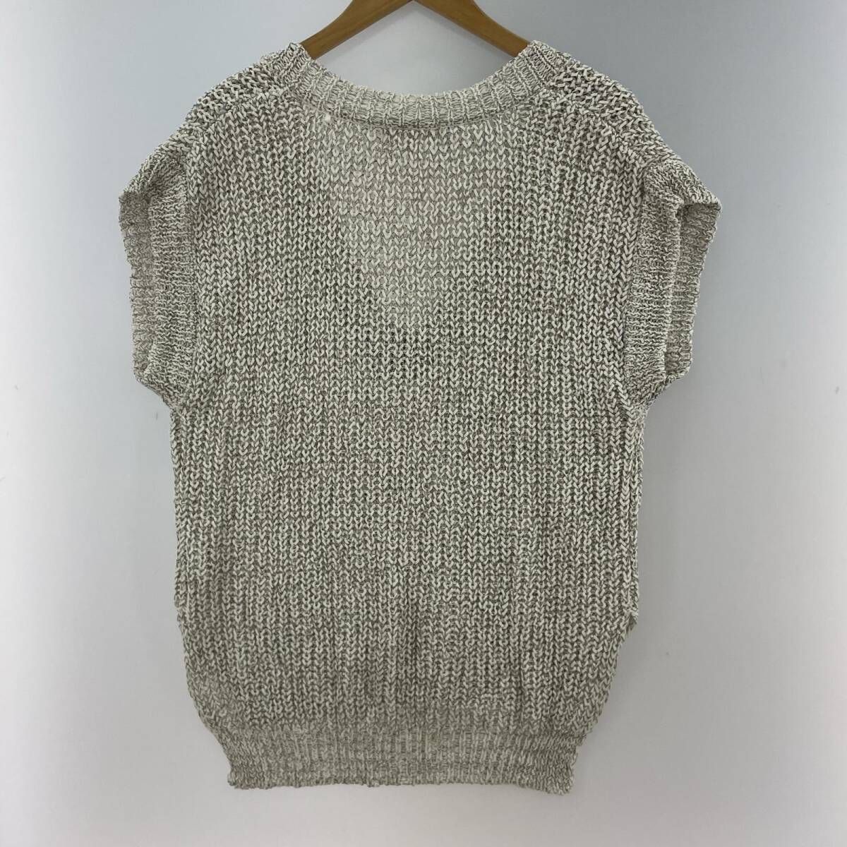 THE SHOP TK ザ ショップ ティーケー かぎ編み ベスト sizeＬ/ホワイト×ブラッぬ?