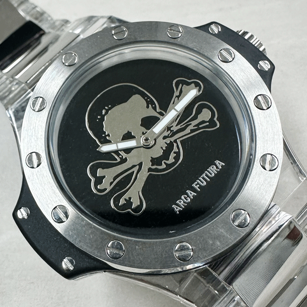 E ARCA FUTURA/アルカフトゥーラ 腕時計 AF1376SS スカル/ドクロ クォーツ ベゼル径40mm 電池交換済み