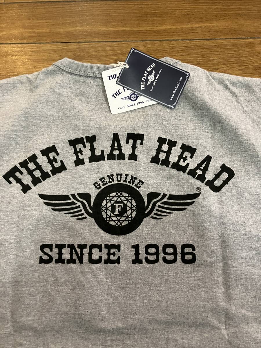 ゅ THE FLAT HEAD FN-THC-202 FLYING WHEEL TEE グレー 44サイズ