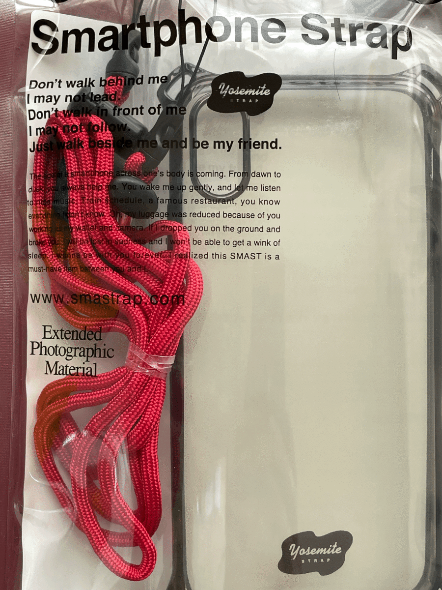 ヨセミテ YOSEMITE スマホストラップ SMAST スマスト スマホショルダー 手ぶら 斜めがけ iPhone X Xs ケース BLOOD RED 未使用 正規(guī)品