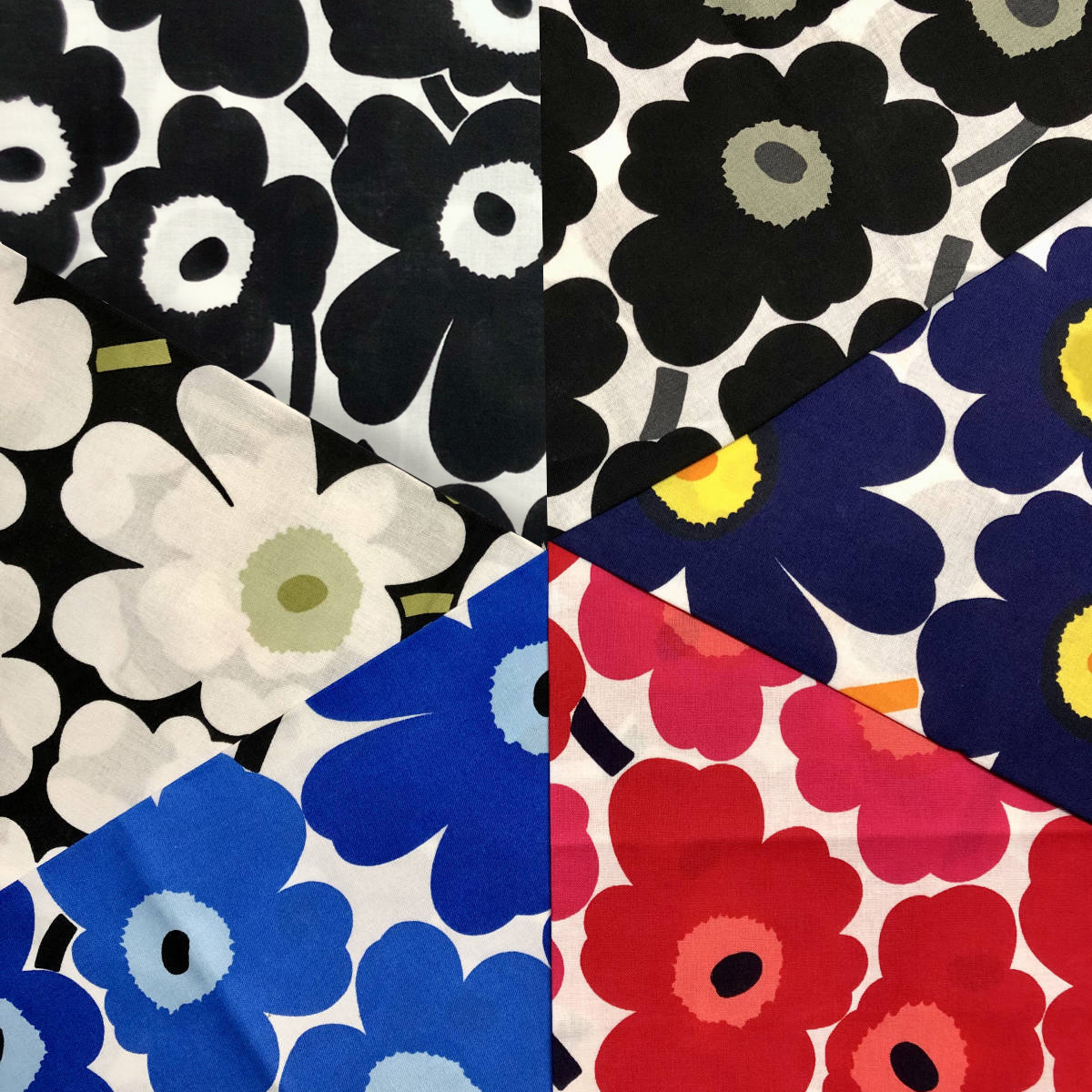 marimekko　カットクロス／はぎれ　ミニウニッコ　32×30cm　６色セット　C　おまけ付き　マリメッコ