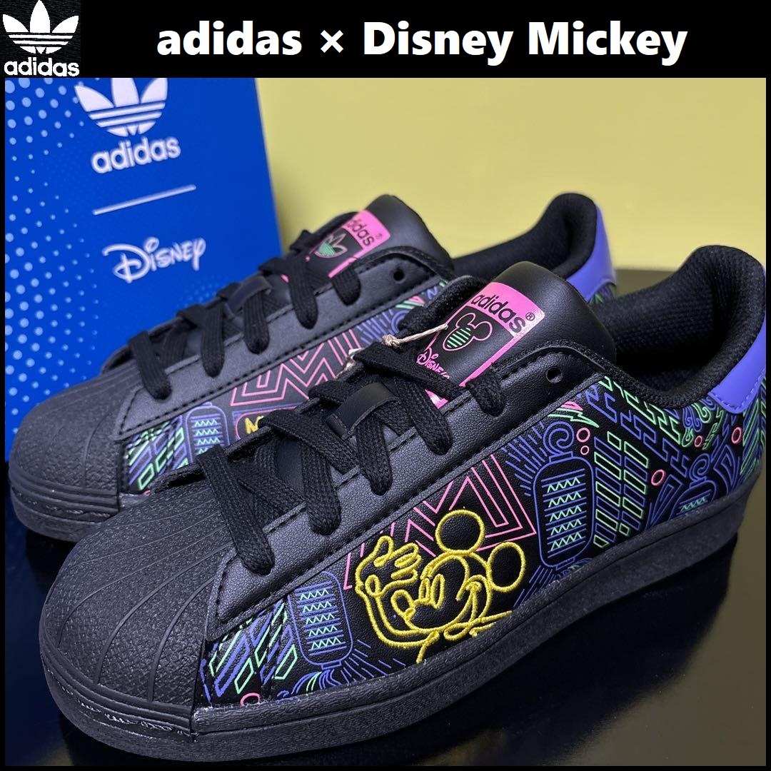 23.5cm★新品 アディダス × ディズニー ミッキー スーパースター スニーカー 黒 キッズ レディース adidas × Disney Mickey SST J IF1269