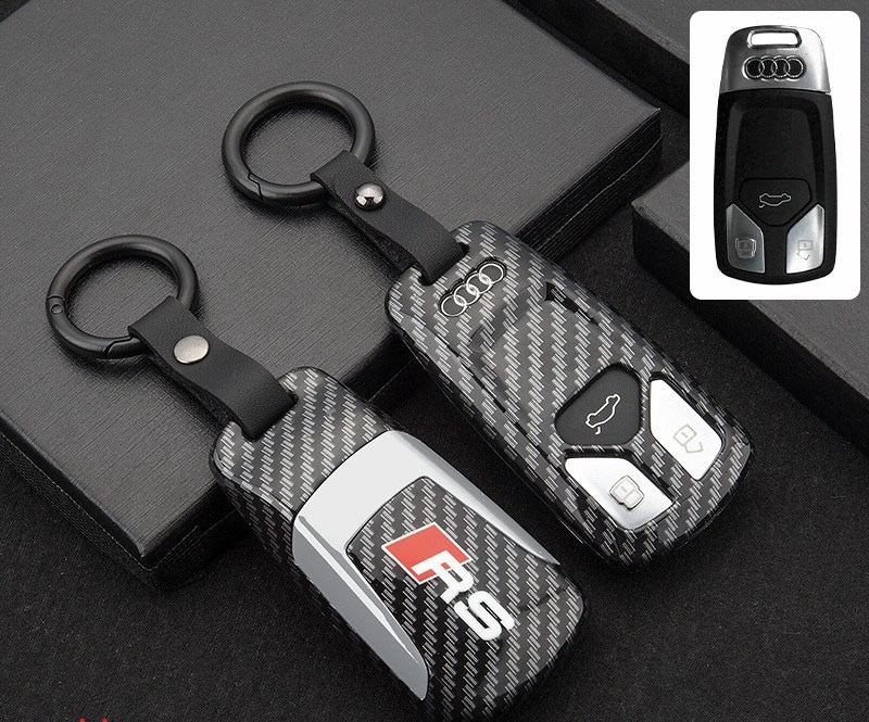 Audi アウデ?！。遥印ˉ`ボンシルバー　スマートキーケース カバーストラップ付きＡ1
