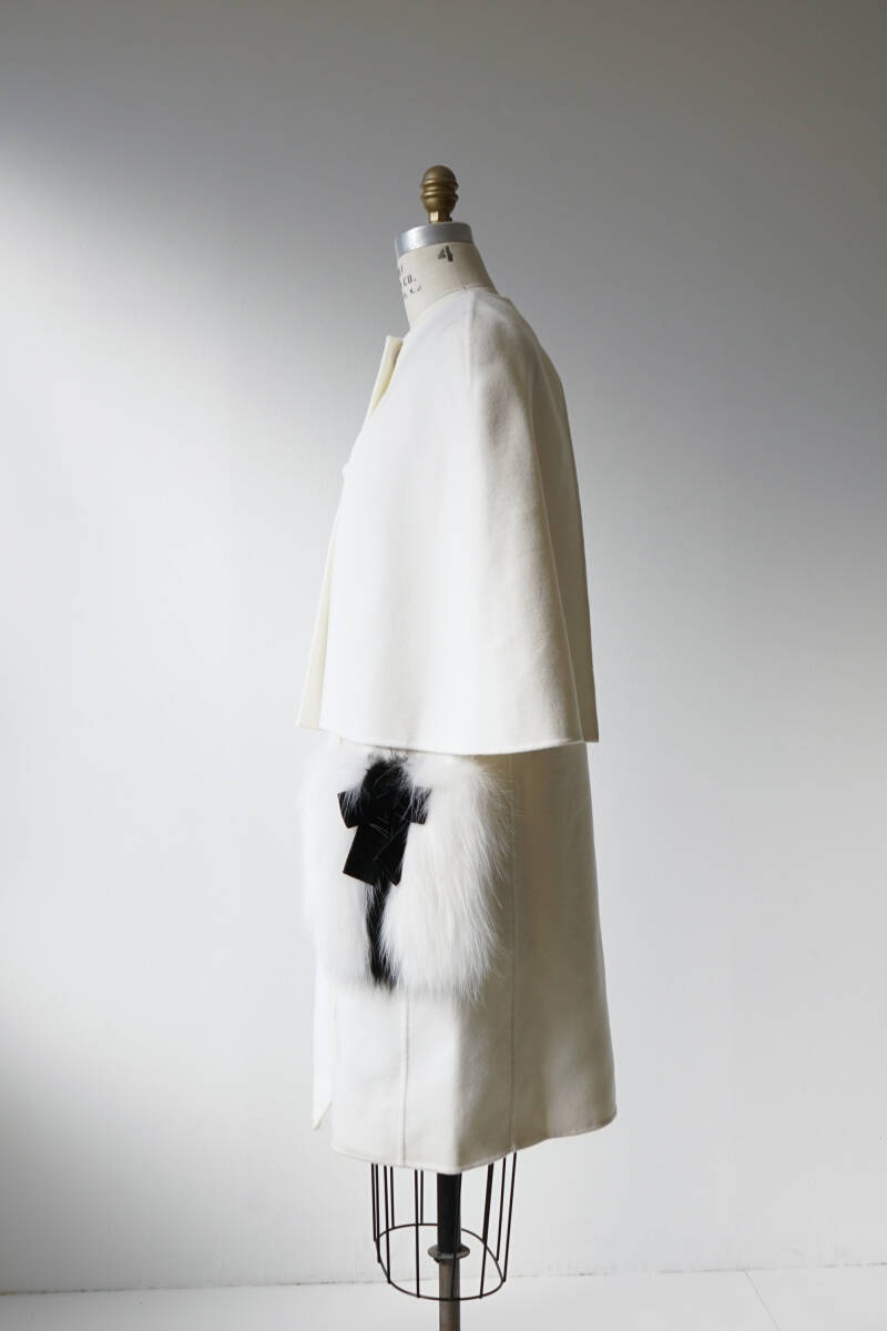 FENDI フェンディ フォックスファー ノーカラー ケープコート size 40 0228088