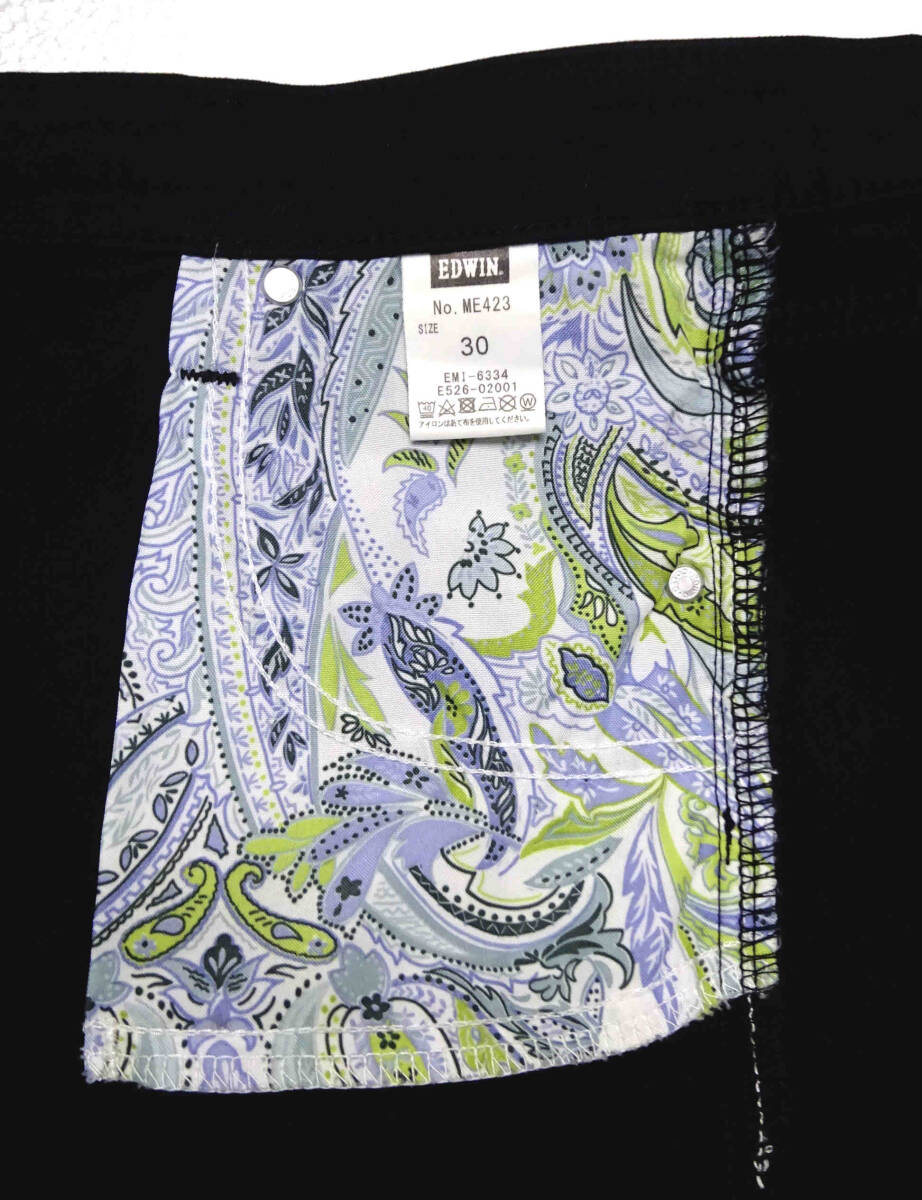 ★EDWIN INTERNATIONAL BASIC ME423 エドウィン / ストレッチ・デニムパンツ・フレアパンツ・ブラック・サイズ：30 / USED_画像9