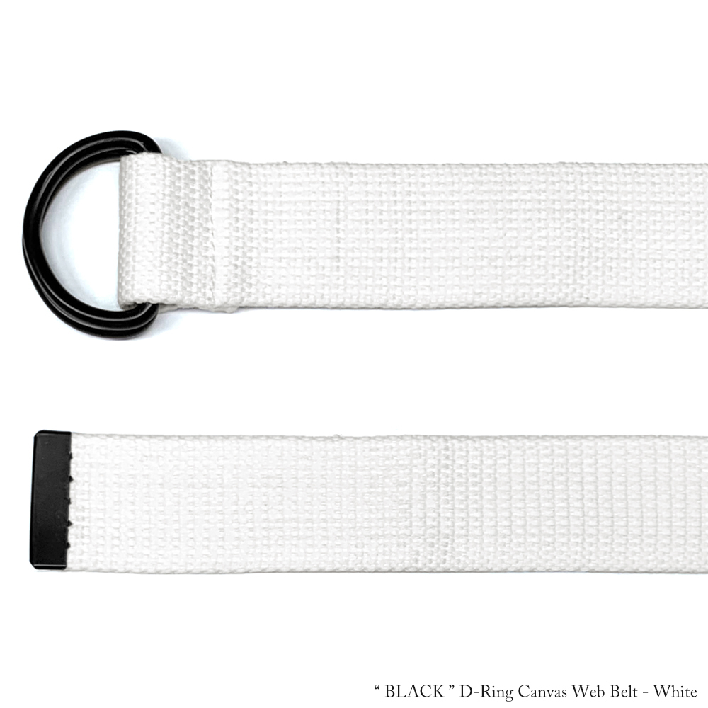 送料260円 ブラック ダブルリング キャンバス ウェブ ベルト White メンズ レディース ウェブ フリー 無地 W D リング 通勤 通學(xué) BELT 白