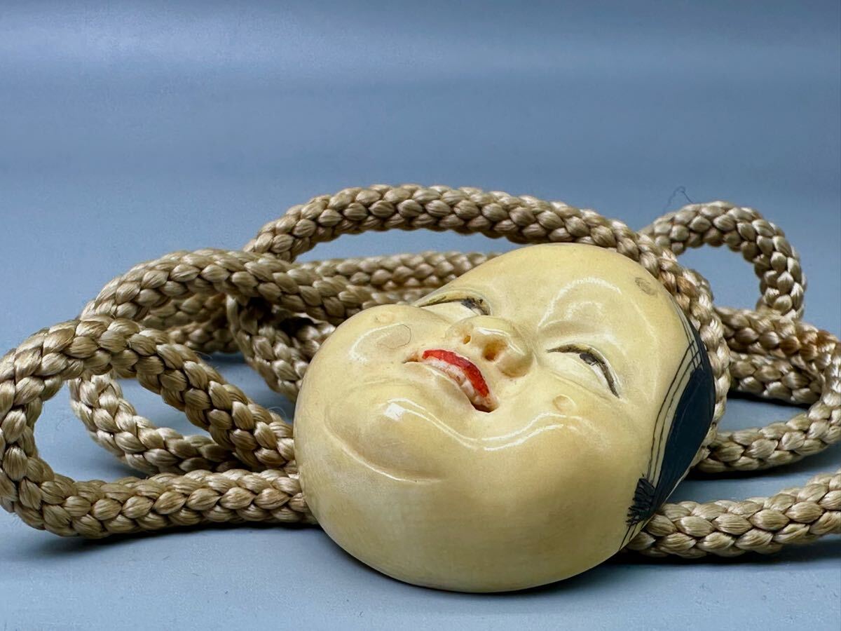 ▽鴻▽ 清朝時代 マンモス彫 山水詩文板指 時代物 中国古美術
