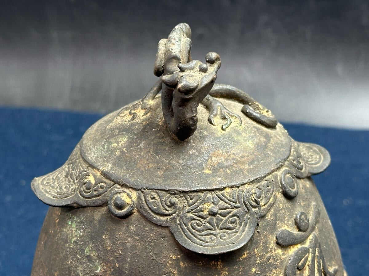 中国美術 西蔵古銅仏舎利具 釣鐘 明 清時代中国鍍 金工チベット 中国美術 西蔵古銅仏舎利具 釣鐘 明 清時代中国鍍 金工チベット