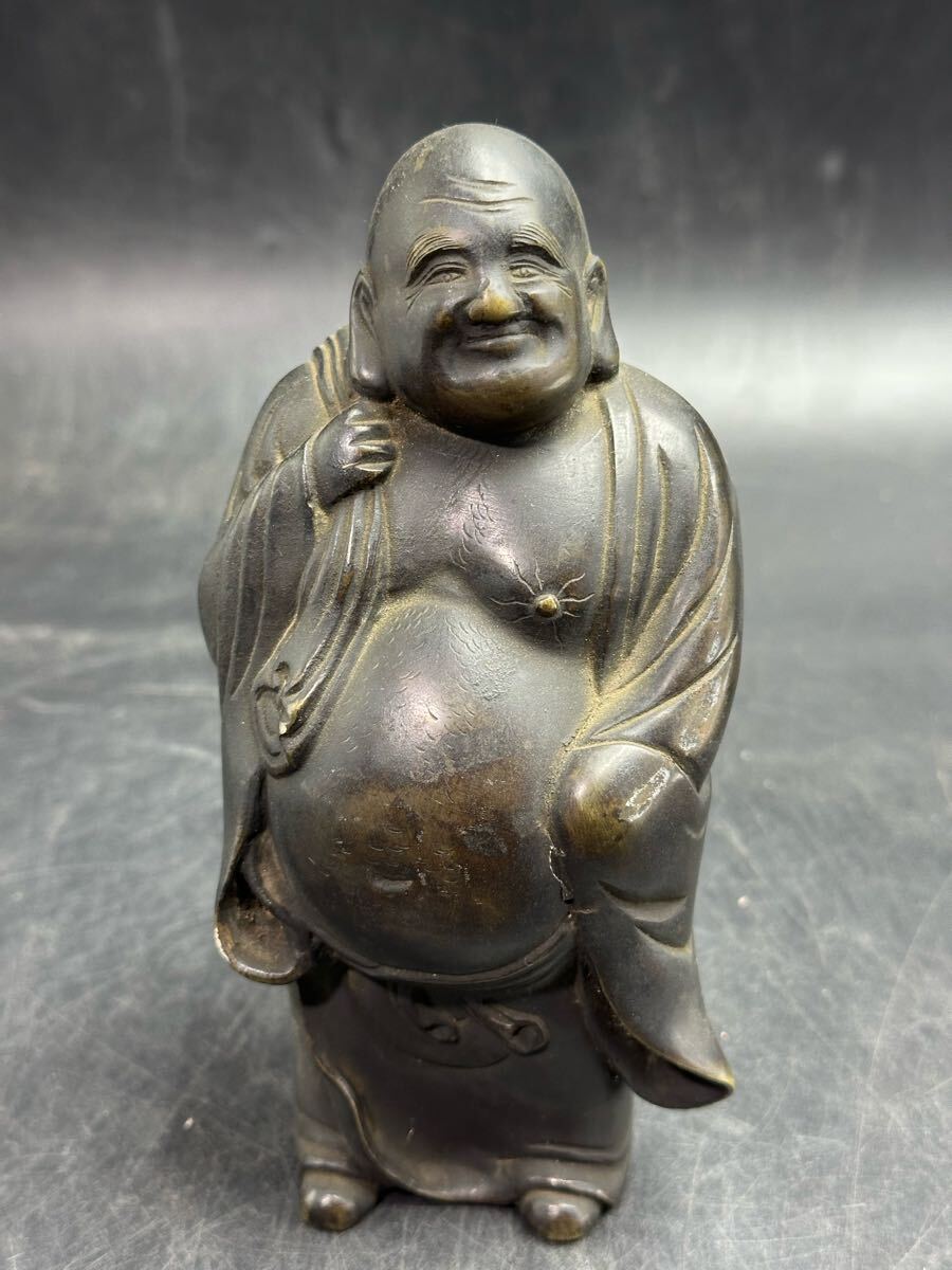 古木彫刻 布袋様 縁起物 骨董品
