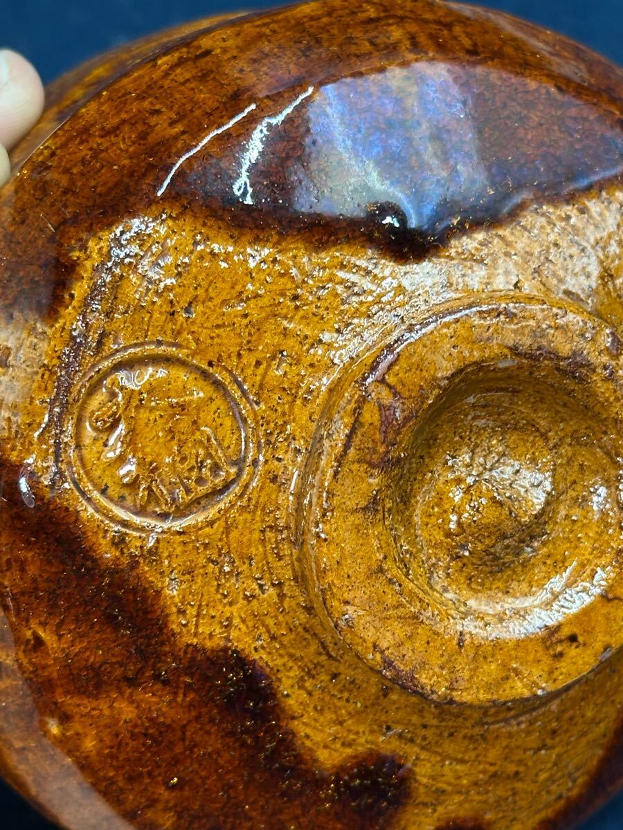 大樋焼 飴釉茶碗 大樋茶碗 長阿弥造 在銘 共箱 茶道具 (茶碗 大樋焼 飴釉茶碗 大樋茶碗 長阿弥造 在銘 共箱 茶道具 (茶碗