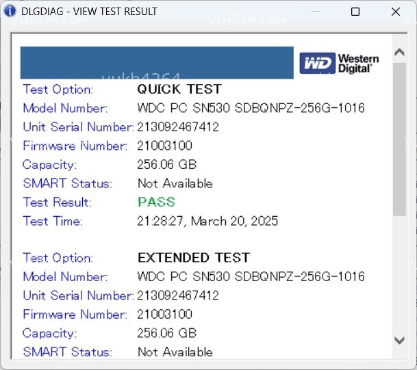 【美品】Western Digital M.2 2280 SN530 256GB NVMe PCIe 3.0×4 SDBQNPZ-256G-1016 SSD 富士通 動作確認済