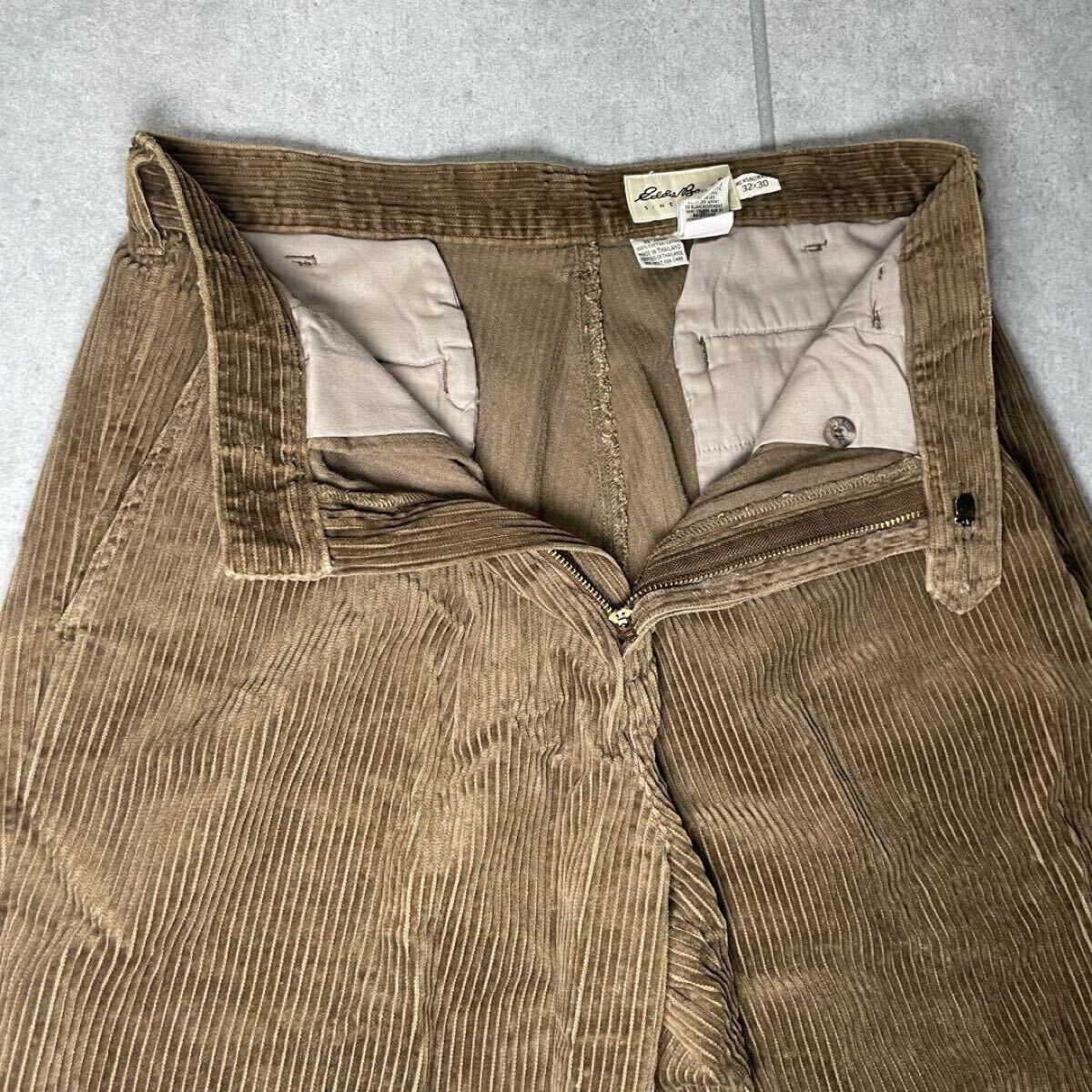 Eddie Bauer　パンツ　太畝コーデュロイ　90s　2タック　バギー　極太　エディーバウアー　ワイド　白タグ　ツータック　カーキ　W32