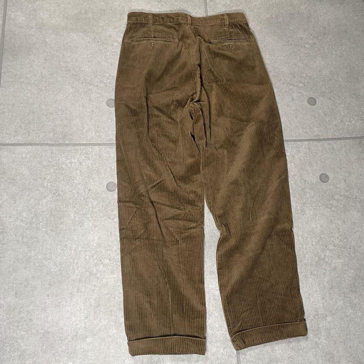 Eddie Bauer　パンツ　太畝コーデュロイ　90s　2タック　バギー　極太　エディーバウアー　ワイド　白タグ　ツータック　カーキ　W32