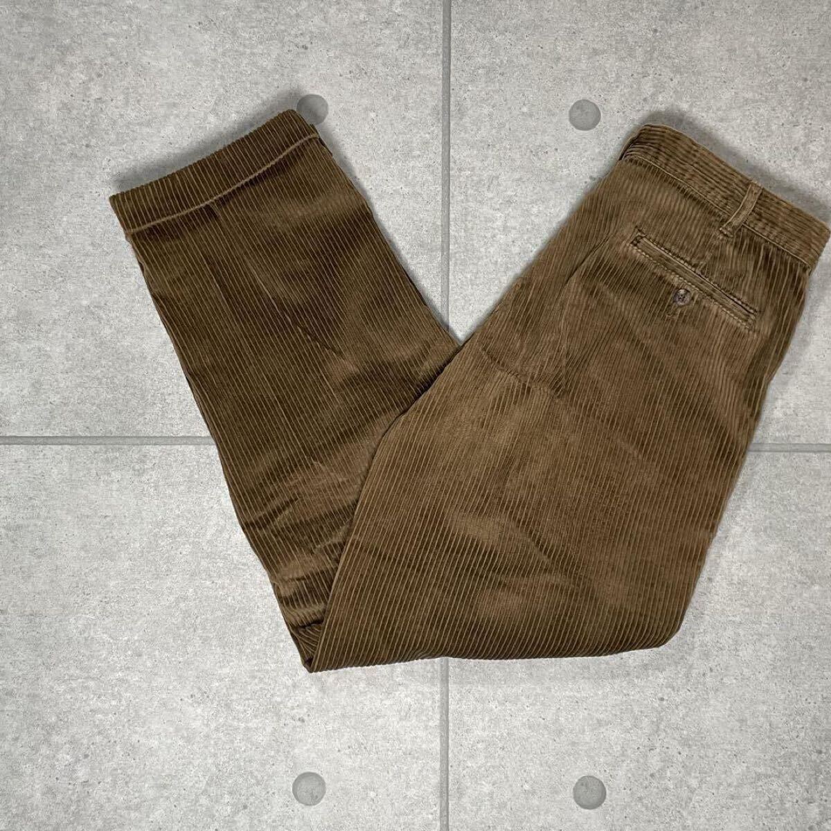 Eddie Bauer　パンツ　太畝コーデュロイ　90s　2タック　バギー　極太　エディーバウアー　ワイド　白タグ　ツータック　カーキ　W32