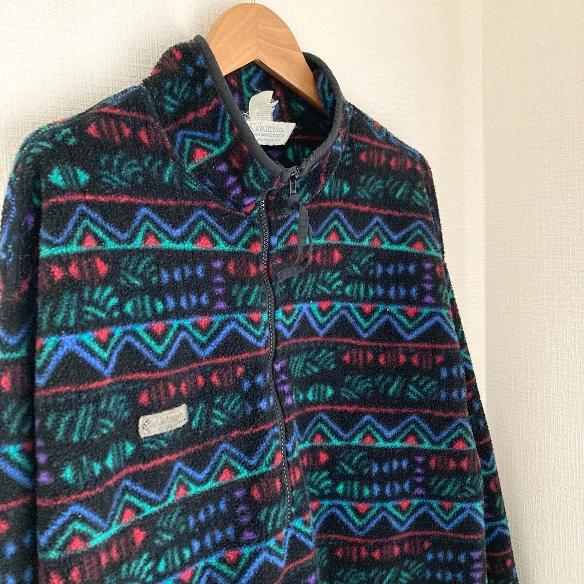 90s　コロンビア　フリース　ボアジャケット　アメリカ制　ブラック　ヴィンテージ