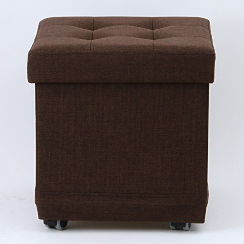 不二貿(mào)易 収納スツール キャスター付き 椅子 折りたたみ 収納ボックス 座れる オットマン 幅38×奧行38×高さ39.5cm ブラウン ベルク