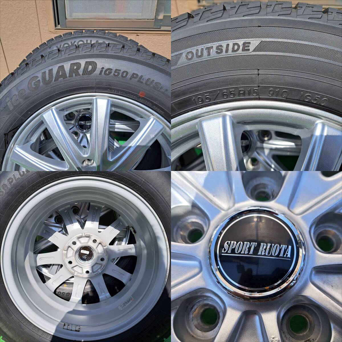 195/65R15 SPORT RUOTA アルミホイール ノア ヴォクシー ステップワゴン ヨコハマ アイスガード IG50プラス スタッドレスタイヤ 2018年制 