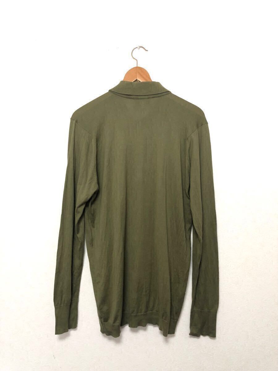 JOHN SMEDLEY Sea Island Cotton 長袖 ポロシャツ M 英國制 コットンニット グリーン ジョンスメドレー 