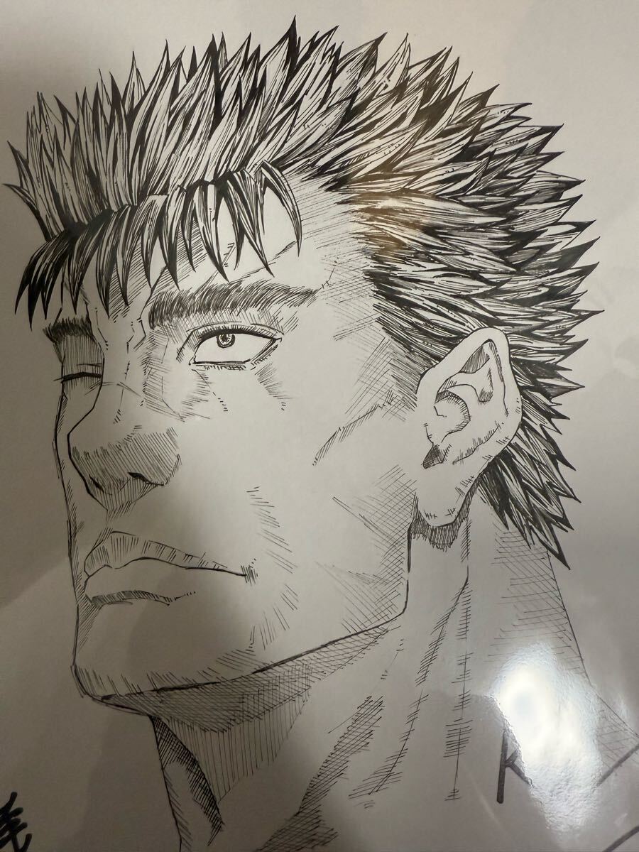 本物」三浦健太郎 ベルセルク ガッツ 直筆イラスト サイン色紙 本物」三浦健太郎 ベルセルク ガッツ 直筆イラスト サイン色紙