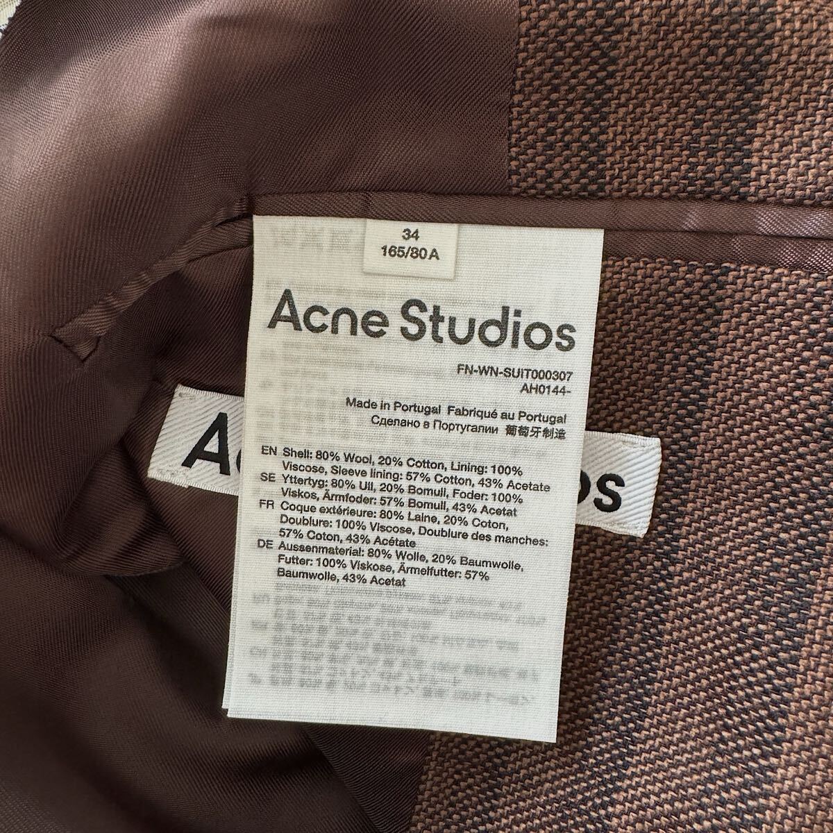 【送料込】ACNE STUDIOS ツイル レイヤード ブレザー ストライプ タグ付き Acne Studios ストライプ テーラード ジャケット