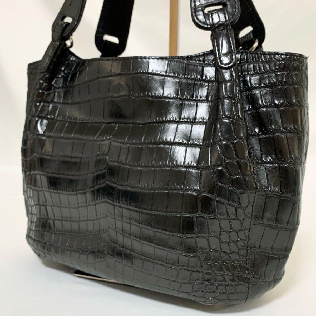 極美品 マット スモール クロコダイル ポロサス センター取り 極美品 マット スモール クロコダイル ポロサス センター取り