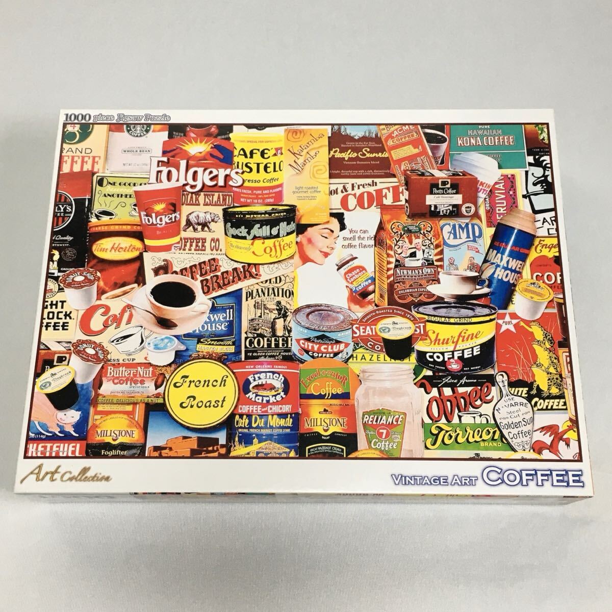 [ 内袋未開封 ] ヴィンテージ アート コーヒー ジグソーパズル 1000ピース 廃盤品 レトロ COFFEE Art by Charlie Girard JIGSAW PUZZLE_画像1