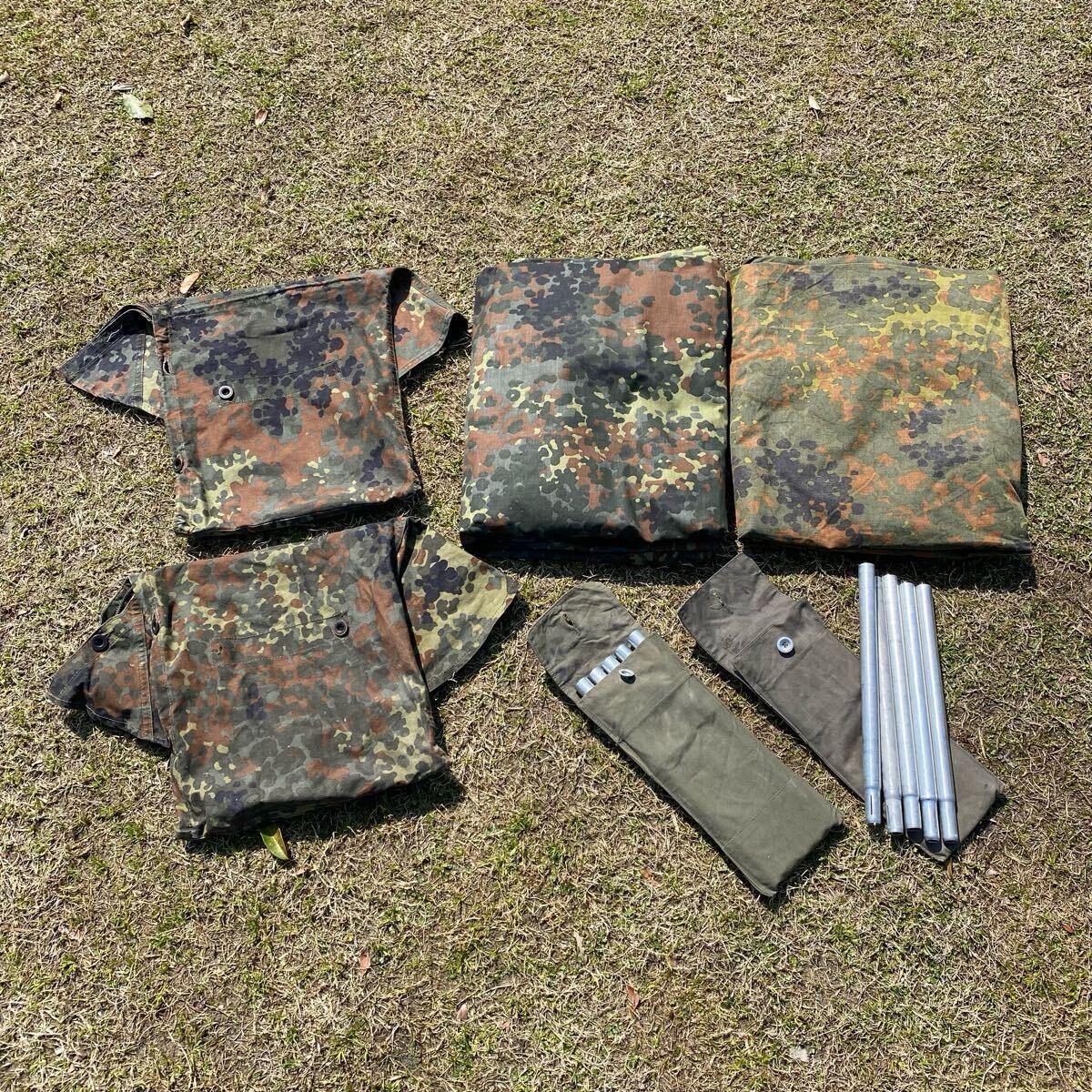 ふ*る様 ドイツ軍 軍幕② ハーフシェルター2枚 迷彩 パップテント ポール・収 Yahoo!オークション - ドイツ軍 軍幕② ハーフシェルター2枚