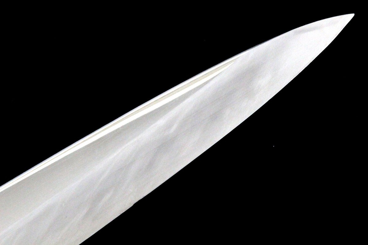 極美品｜堺忠國 河豚引包丁 本焼 尺 平鏡面 黒檀柄 白鞘?箱付 KN02-A11385-2L2C