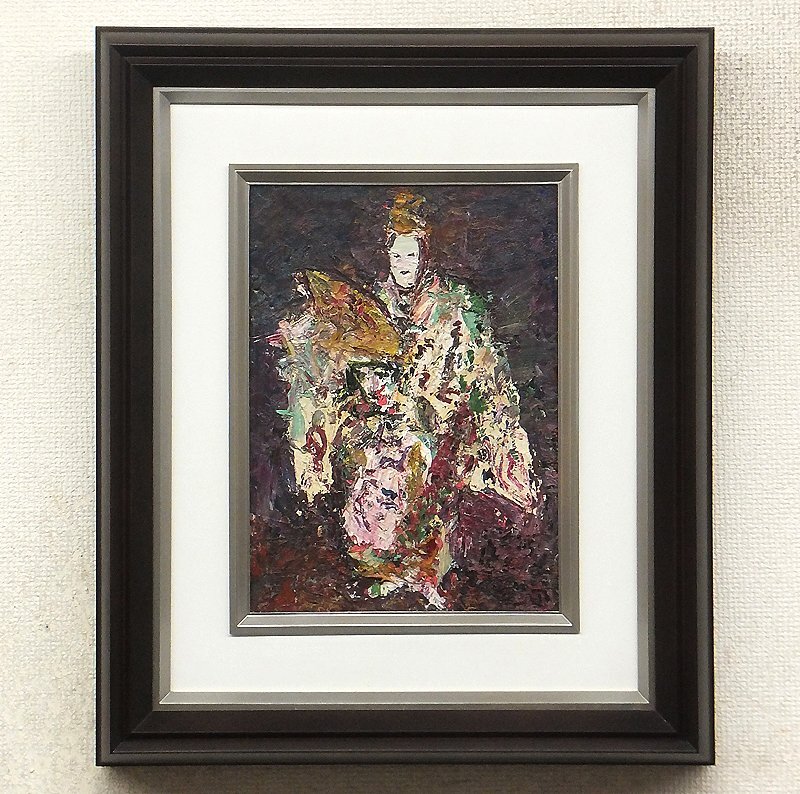 GLC】森田茂 「黒川能」 油彩4号 文化勲章 日展顧問 物故巨匠