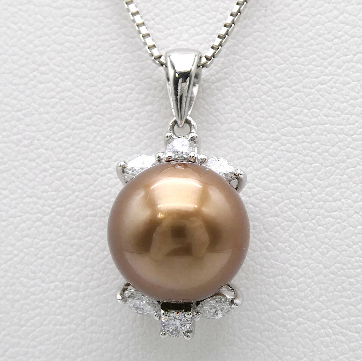 ネックレス Pt850/900 ダイヤ0.30ct ショコラパール11.3mm