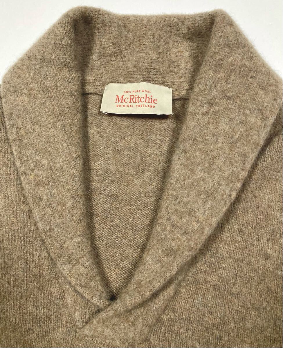 「McRitchie」シェットランドウール100% ショールカラー ミドルゲージ セーター イタリア製 M_画像3