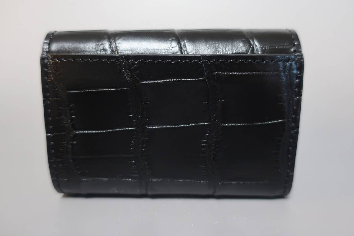新品 最高級 クロコダイル １つあればとっても便利なミニ財(cái)布 三つ折り ミニ財(cái)布　RDOC191 マットブラック(BK)　２